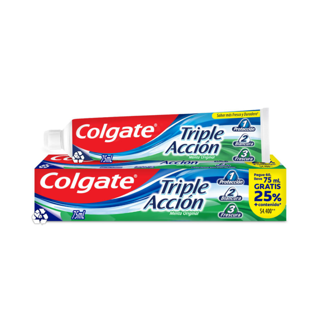 Crema Dental Colgate Triple Accion Pague 60 Lleve 75 Ml