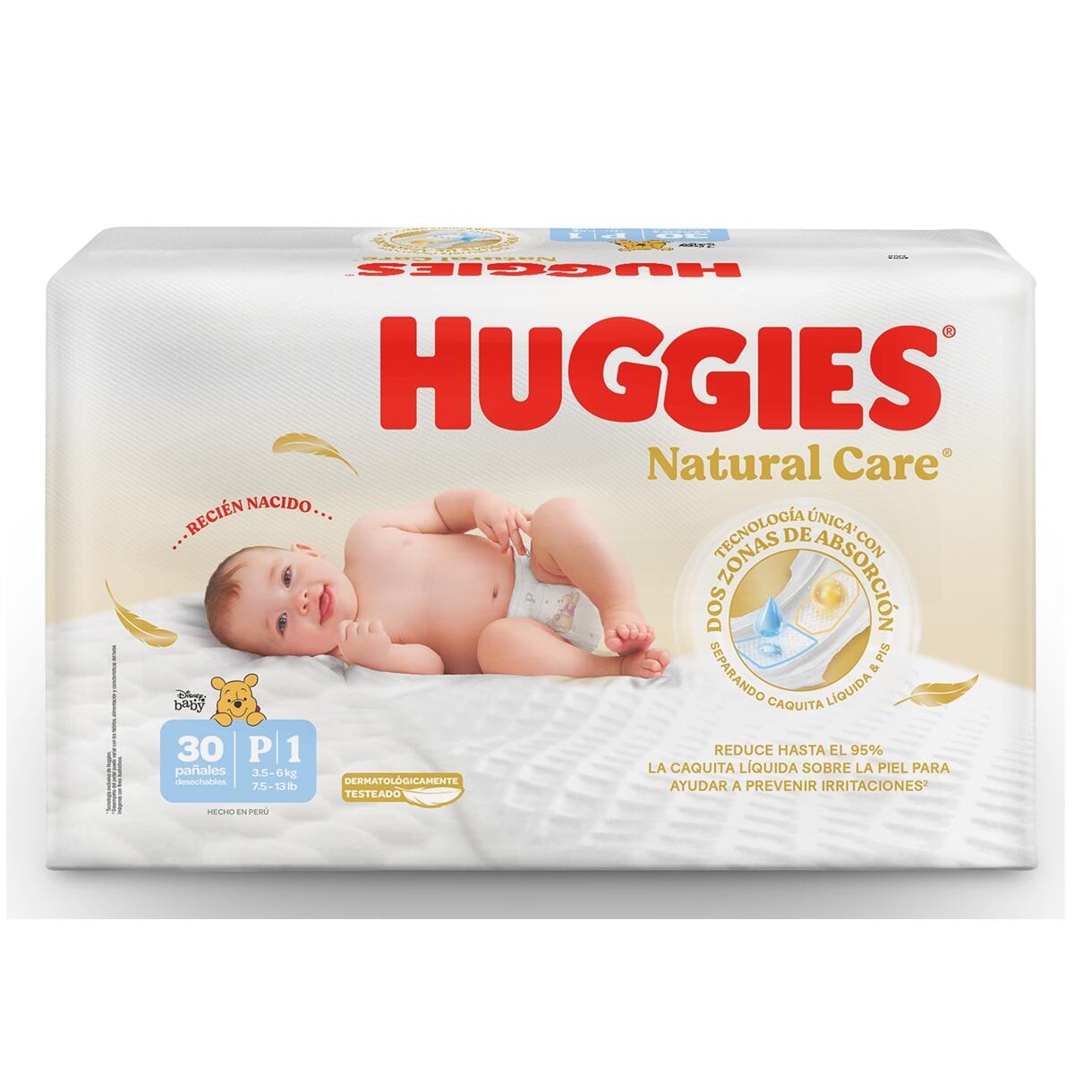 Panal Huggies Natural Care Recien Nacido Talla P/1 X 30 Und