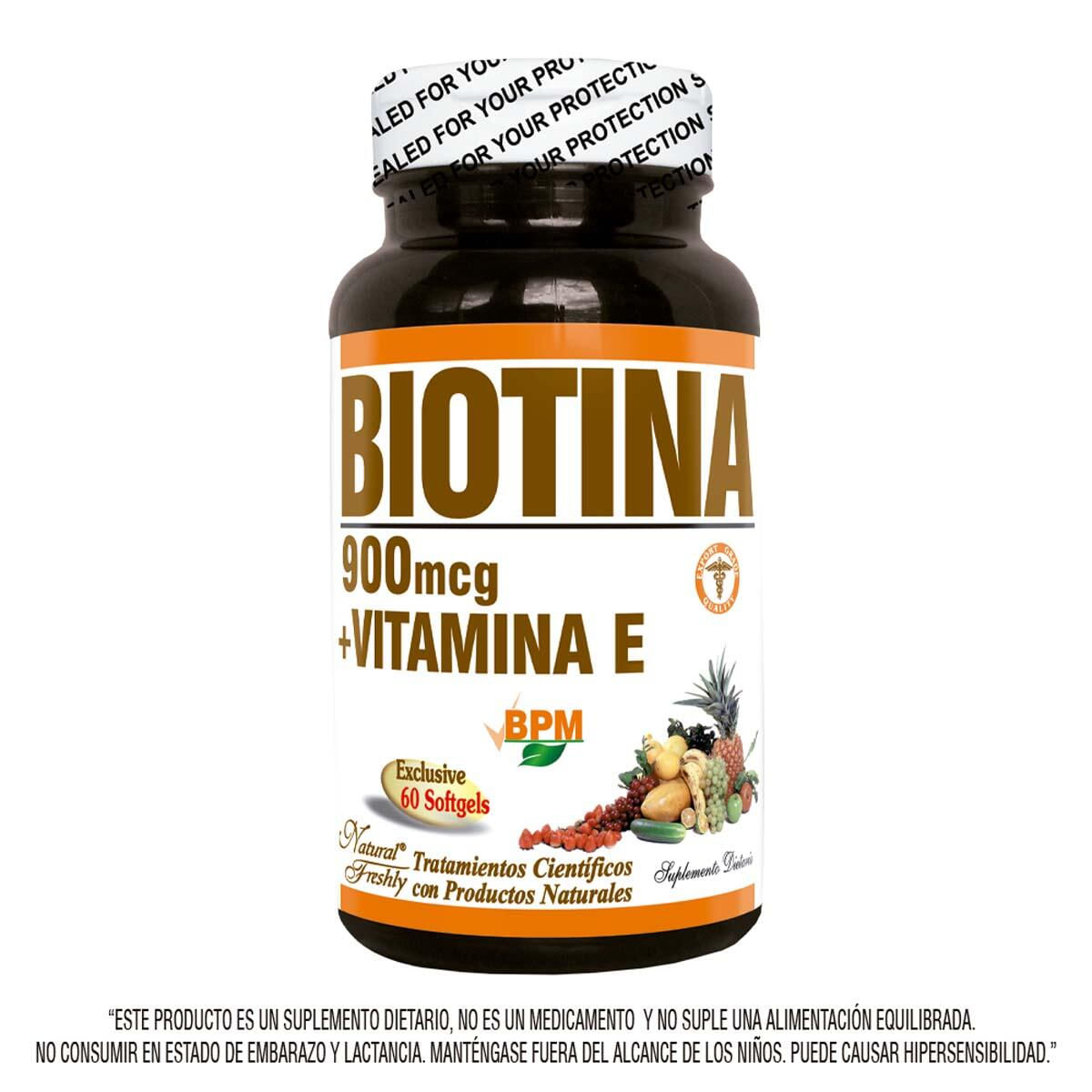 Biotina 900 Mcg + Vitamina E X 60 Caps