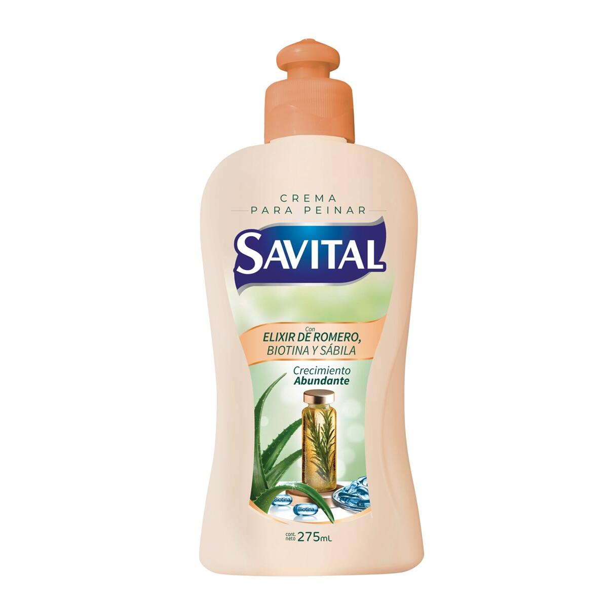 Crema Peinar Savital Elixir De Romero Biotina Y Sabila X 275 Ml