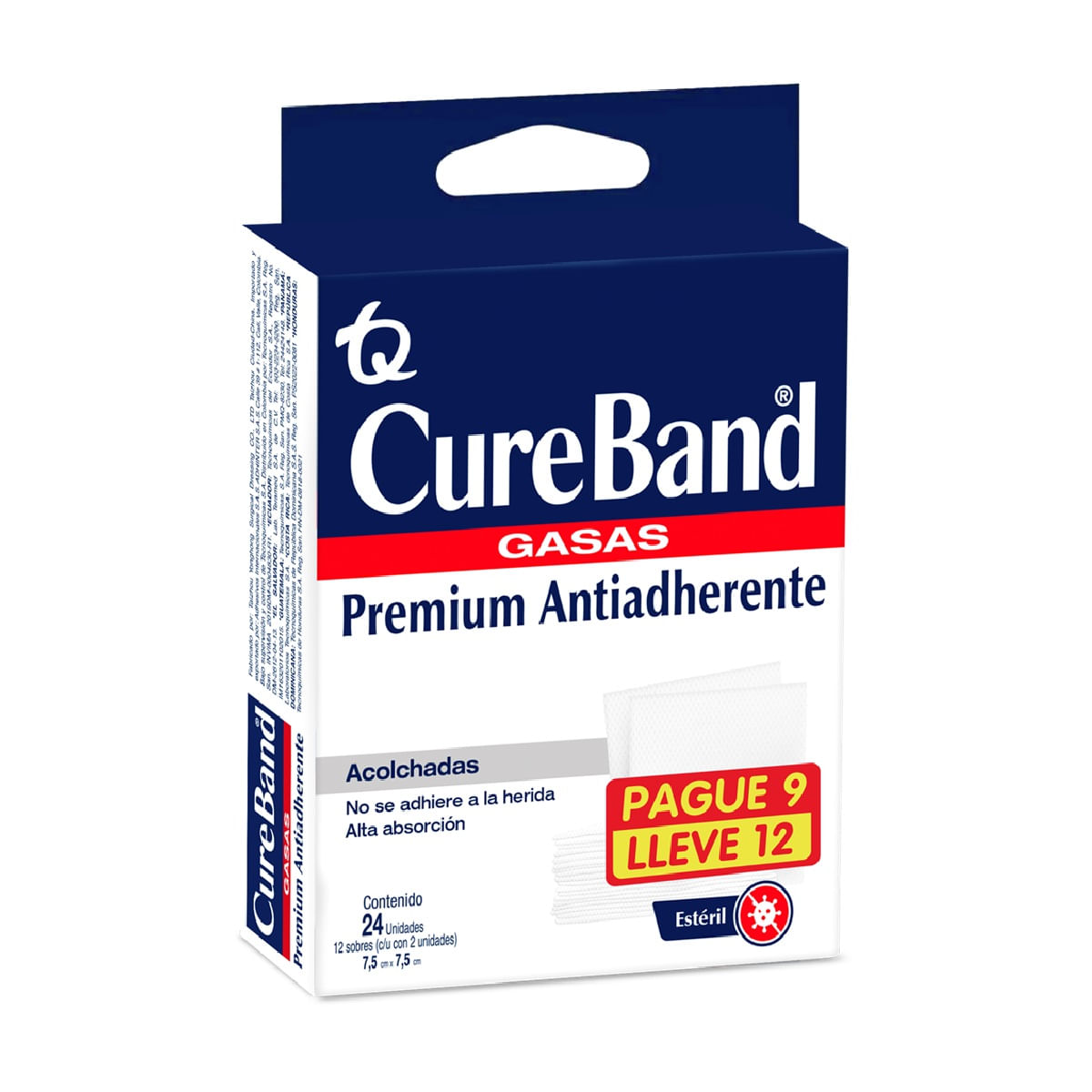 Gasa Esteril Cureband 7.5 X 7.5 Cm Pague 9 Lleve 12 Sobres X 2 Und C/u