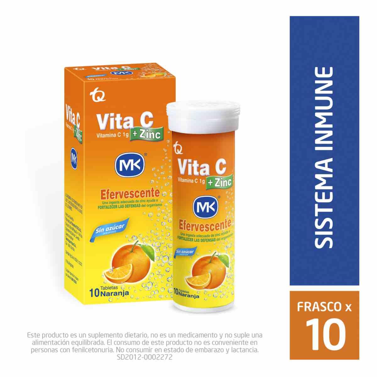 Vita C + Zinc Naranja X 10 Tabletas Efervescentes
