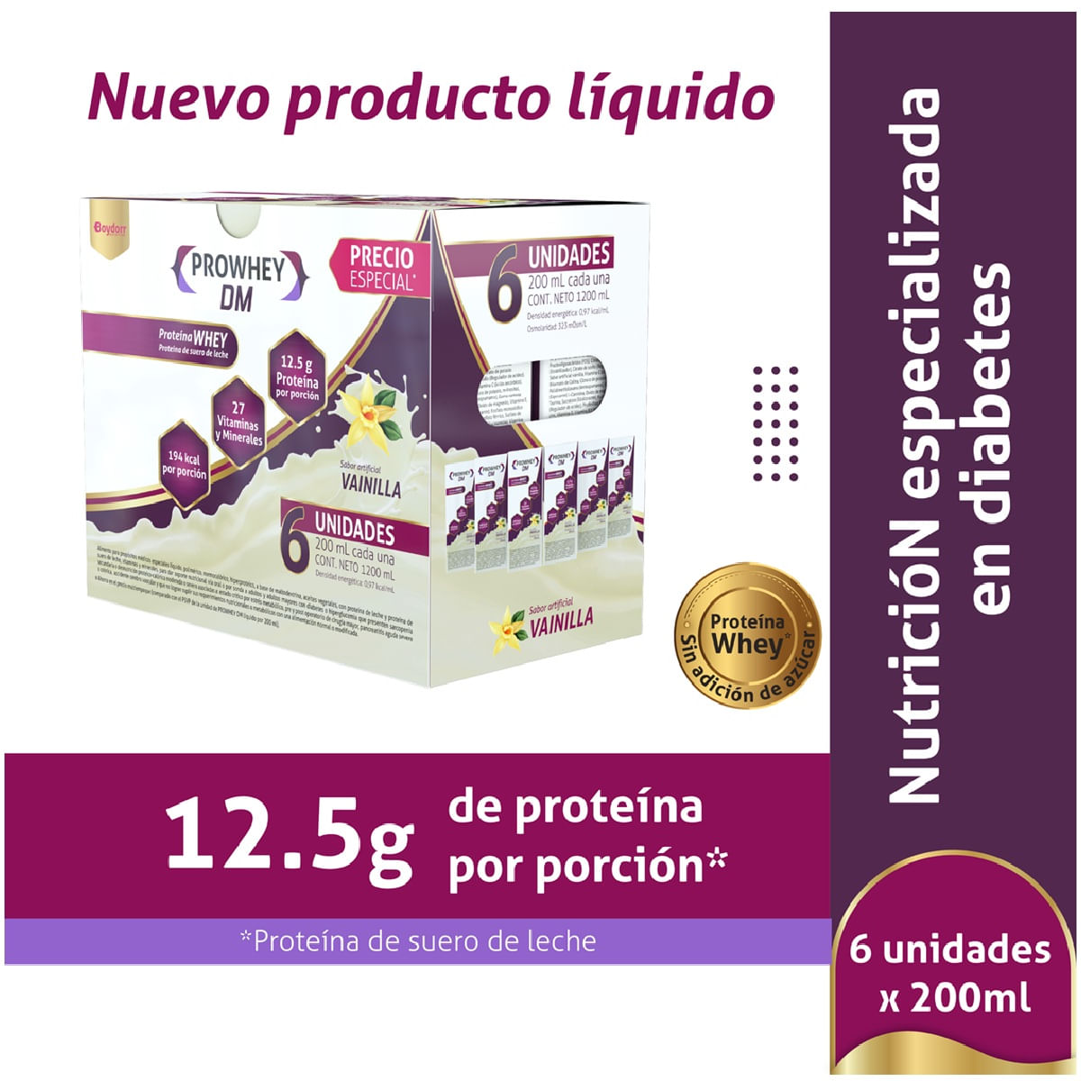 Prowhey Dm Vainilla X 200 Ml Pack X 6 Unidades