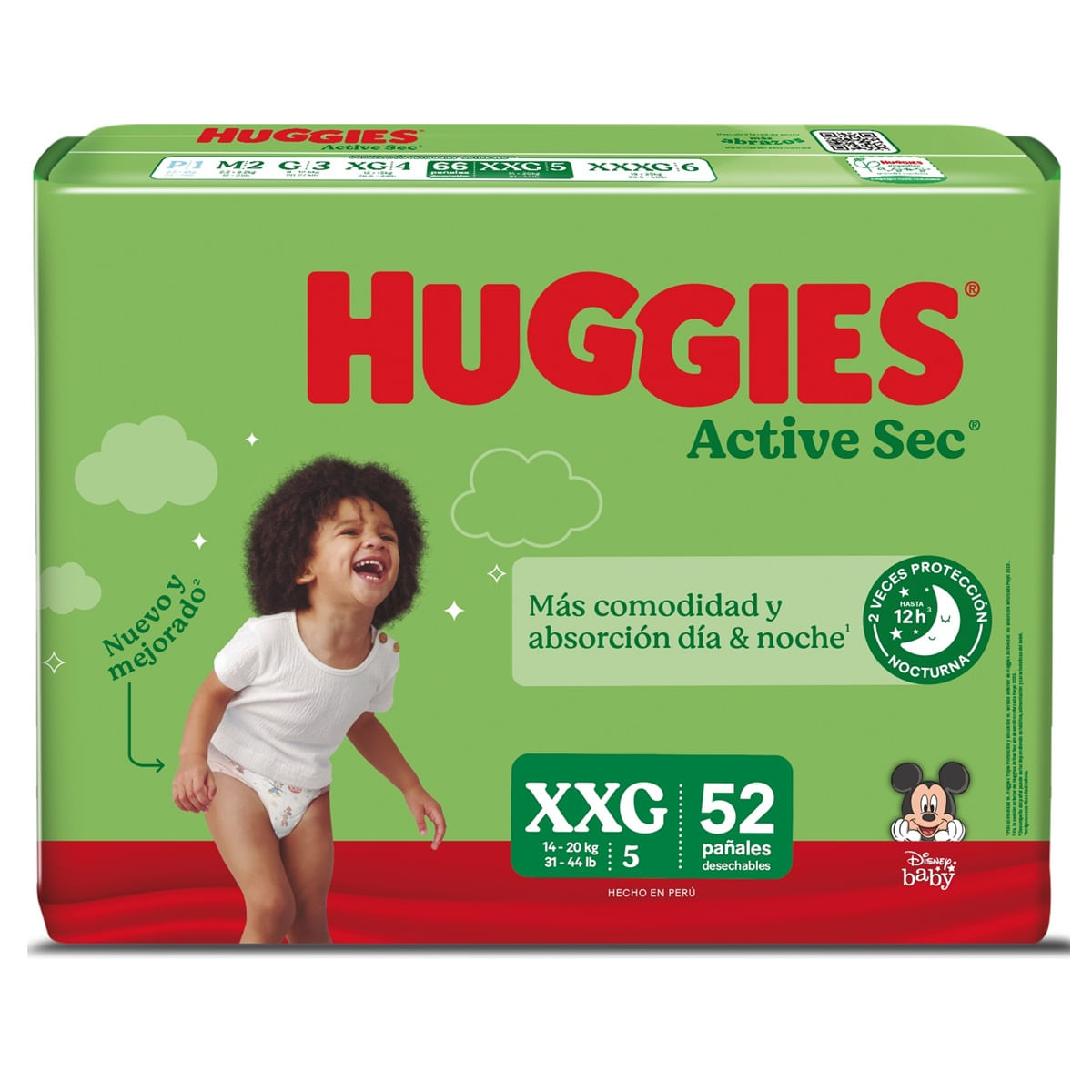 Panal Huggies Active Sec Talla Xxg/5 X 52 Und