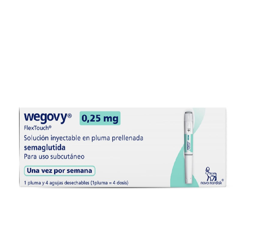 Wegovy Semaglutida 0.25 Mg/dosis X 1 Pluma Prellenada X 1.5 Ml
