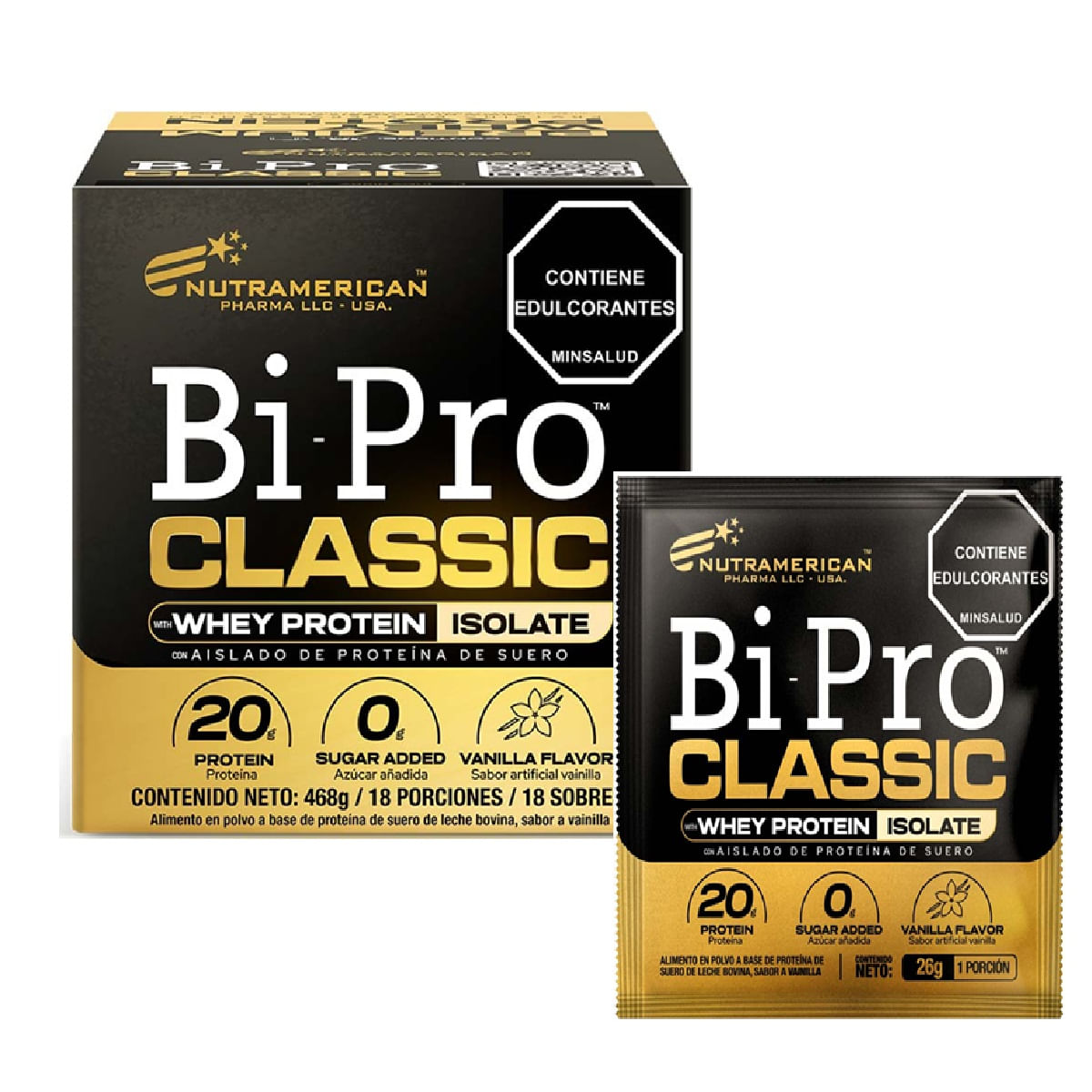 Proteina Bipro Classic Whey Isolate Vainilla X 18 Sobres X 26 Gr C/u