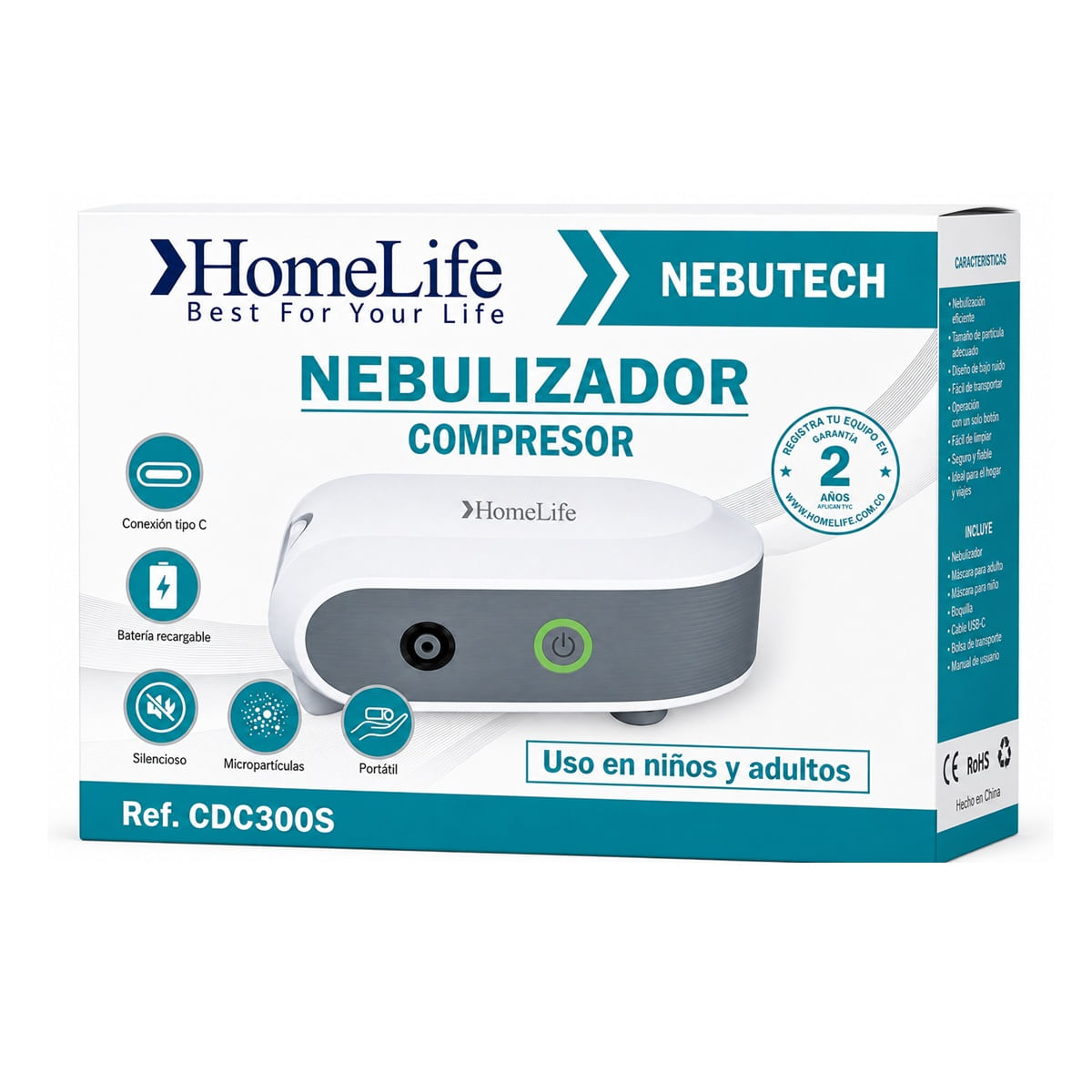 Nebulizador Compresor Nebutech Homelife Cdc300s X 1 Und